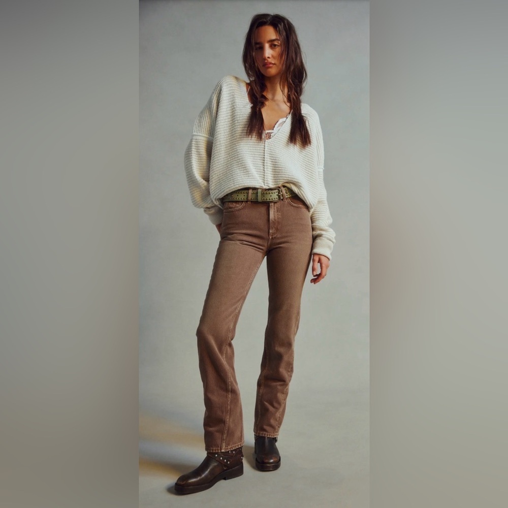 We The Free Xena High Rise Slim Straight Women's Jeans in Brown